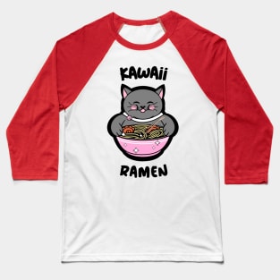 RAMEN Life Kawaii Cat Eating Ramen Noodles Baseball T-Shirt